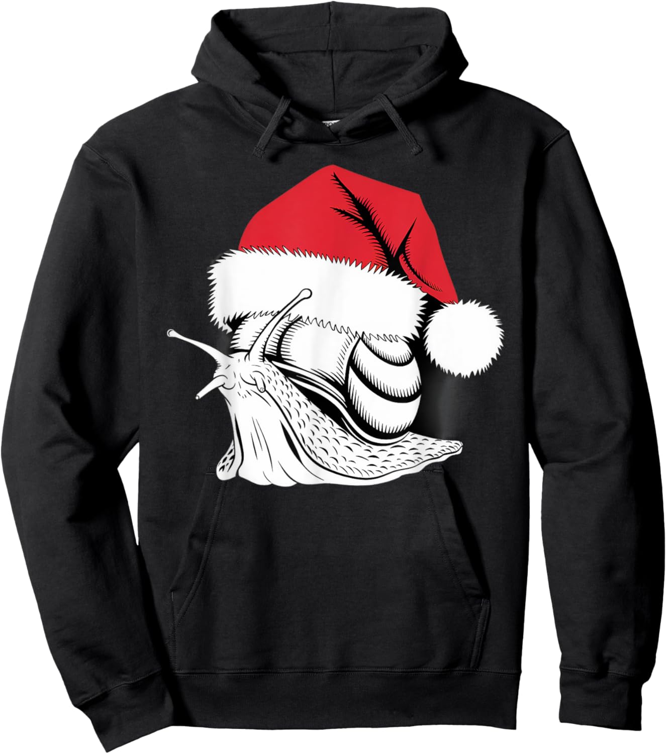Joyful Snail Santa on Snail Christmas Hoodie - Hoodie | Black
