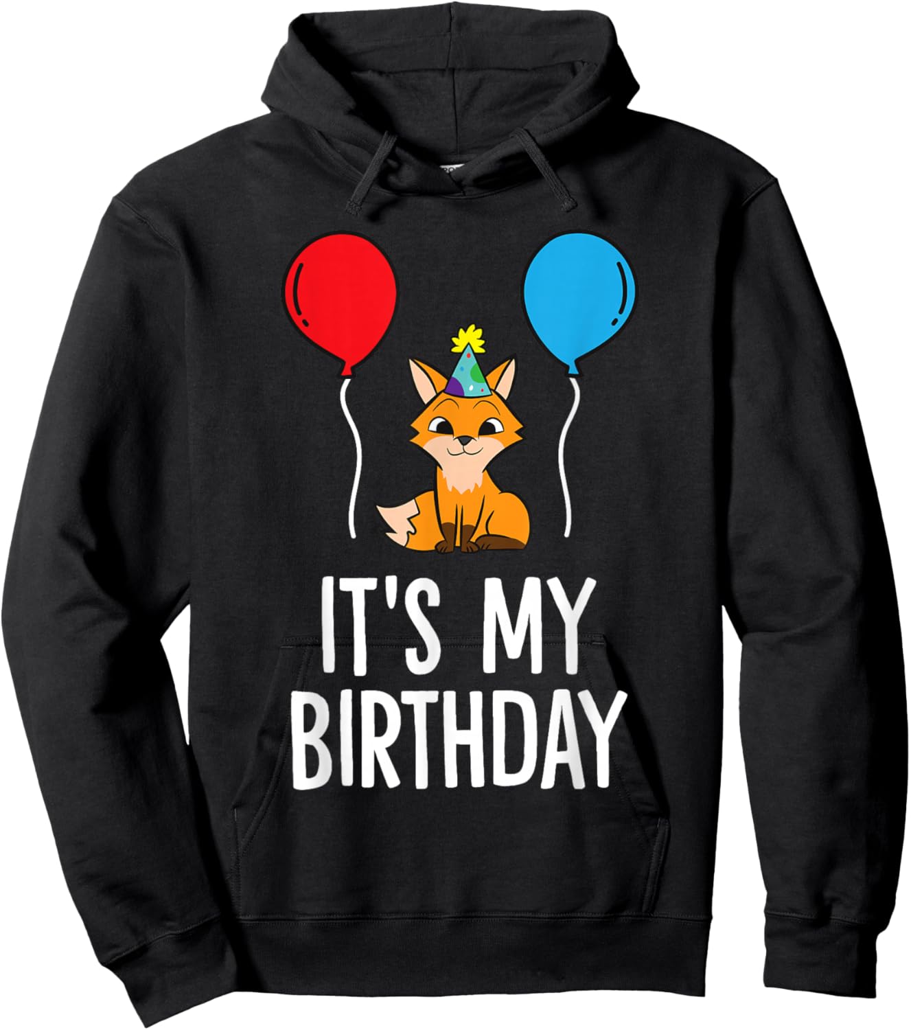 It's My Birthday Fox Birthday Party Fox Hoodie - Hoodie | Black