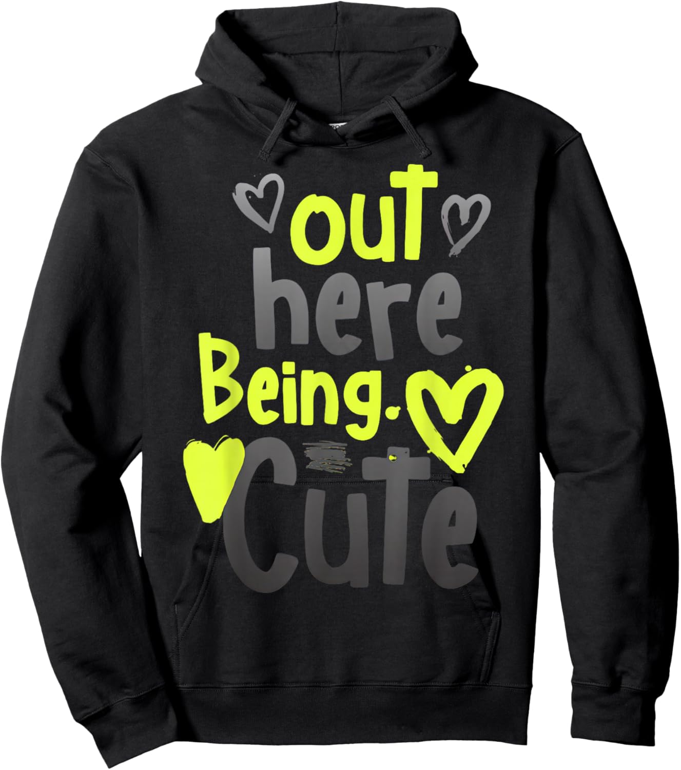 Neon Yellow Black Cool Grey Graphic Match Hoodie - Hoodie | Black
