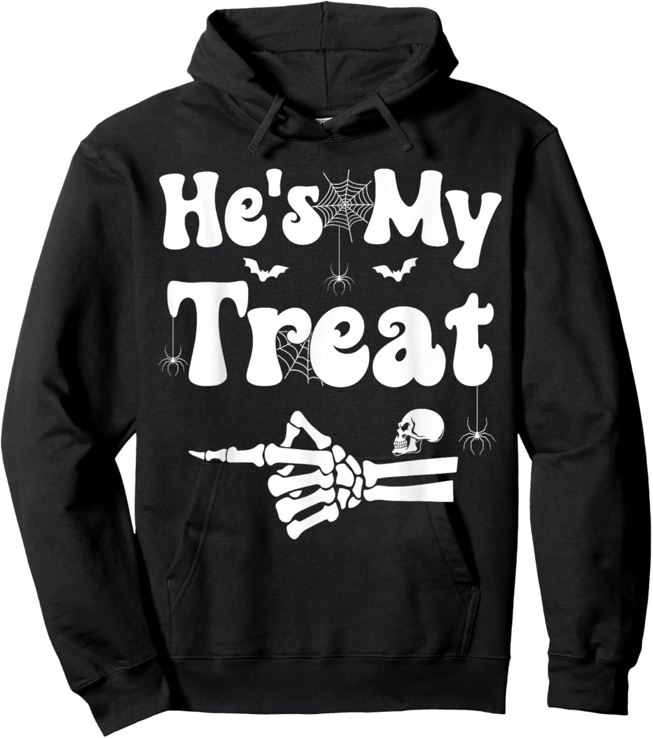 He's My Treat Skeleton Couples Matching Couple Halloween Hoodie - Hoodie | Black