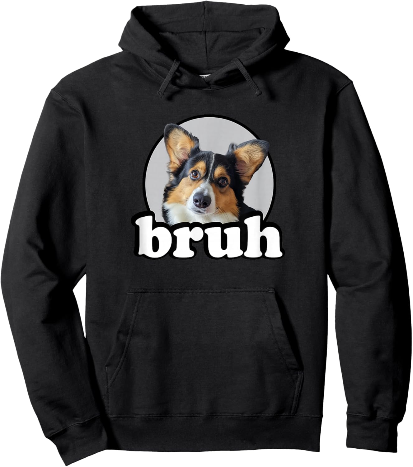 Funny Men Kids Bro Bruh Black Tricolor Corgi Lover Hoodie - Hoodie | Black