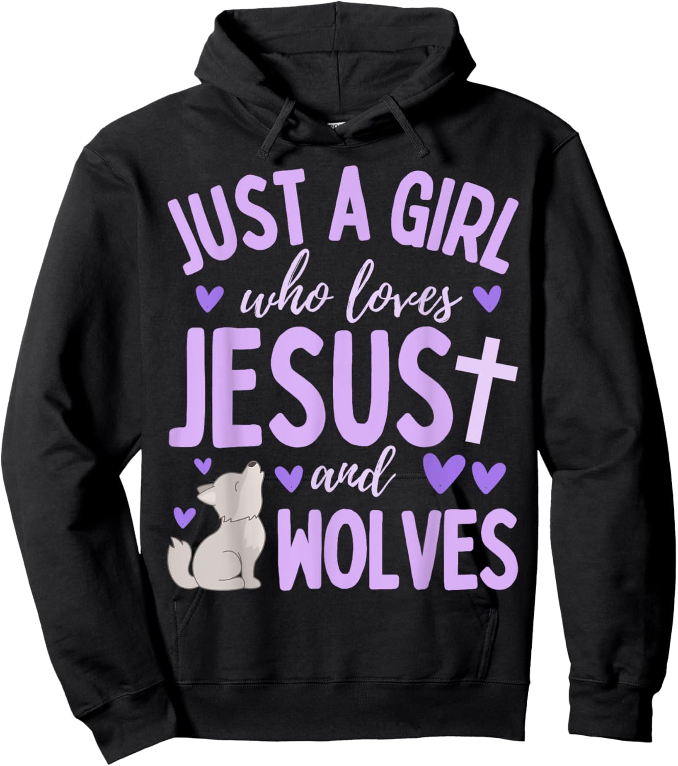 Just A Girl Who Loves Jesus and Wolves Christian Funny Hoodie - Hoodie | Black