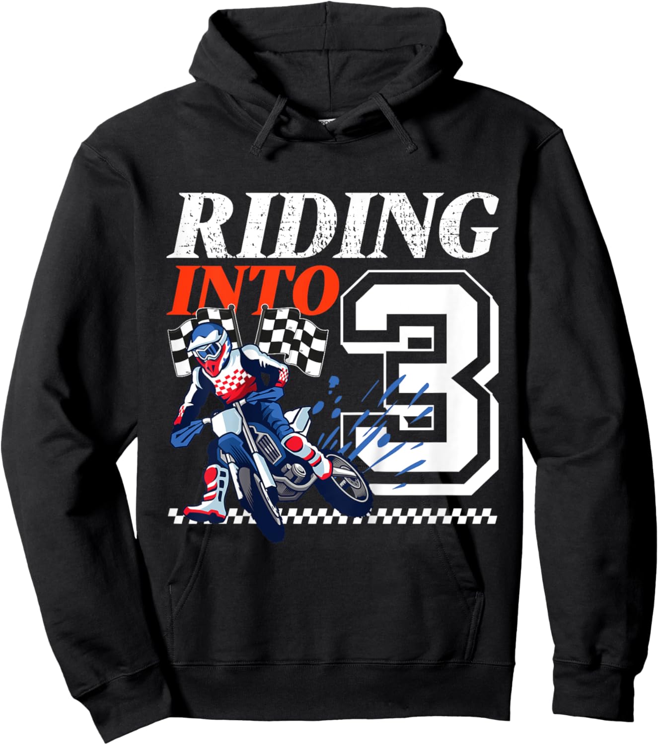 Kids Dirt Bike Riding into 3 Years Motocross 3rd Birthday Party Hoodie - Hoodie | Black