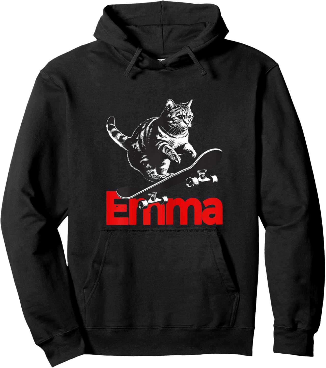 EMMA - Schöner Mädchen Name mit Katze & Skateboard Hoodie - Hoodie | Black