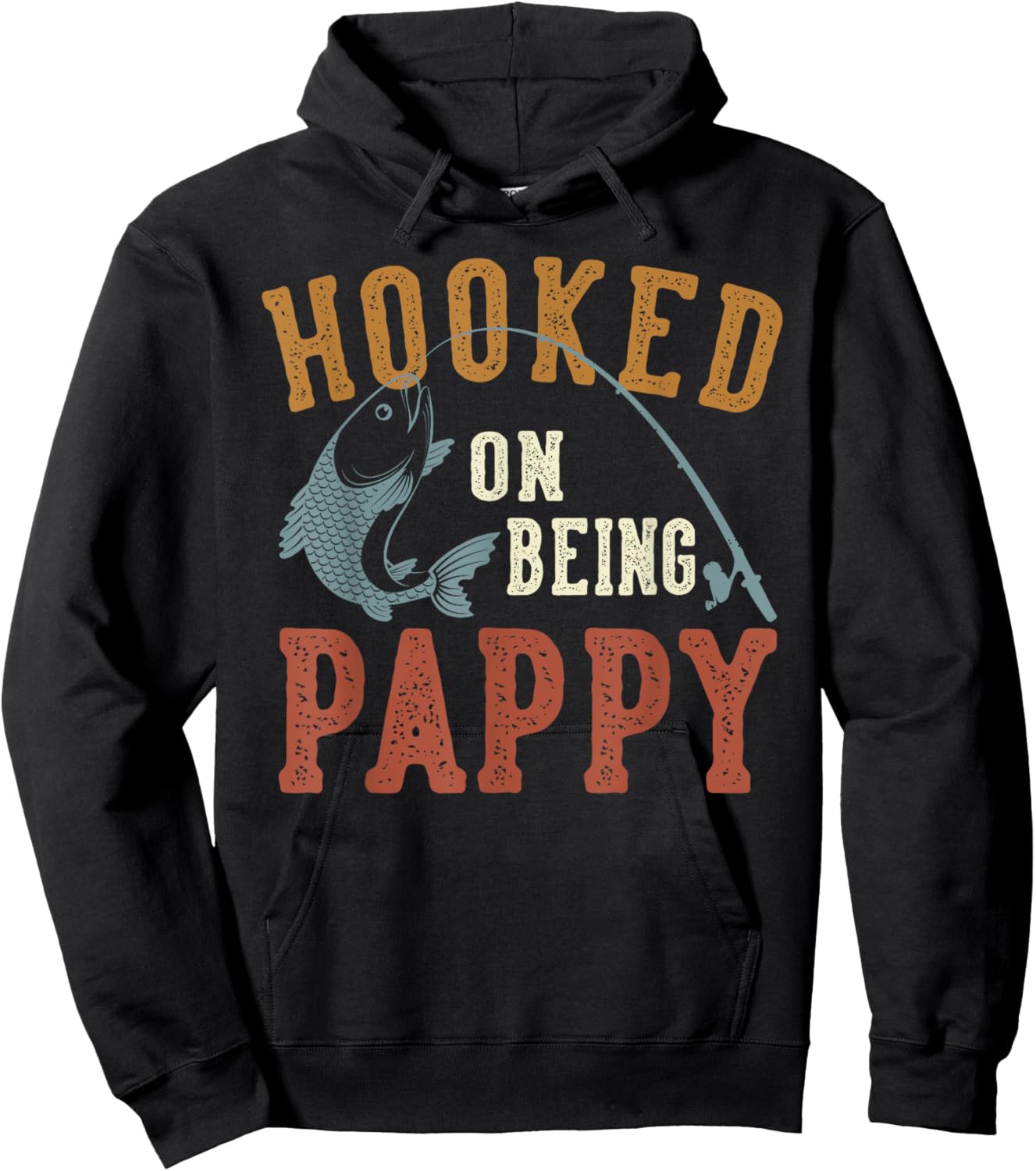 Hooked On Being Pappy Father's Day Fishing Pappy Hoodie - Hoodie | Black