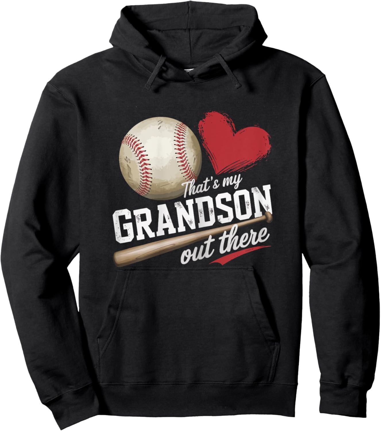 That'S My Grandson Out There Baseball Grandma Mothers Day Hoodie - Hoodie | Black