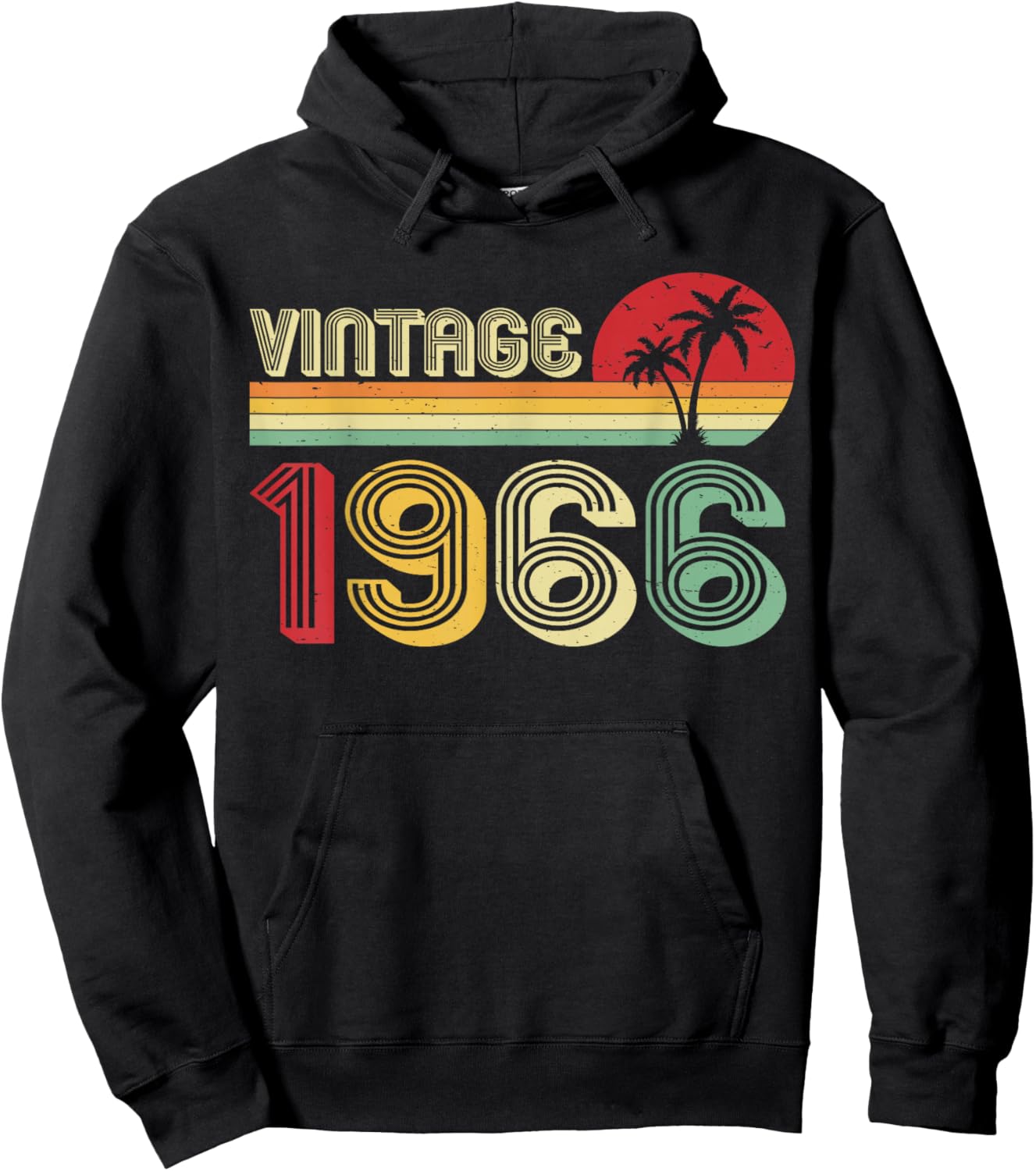 Vintage 1966 60th Birthday Retro Palm Trees 60 Years Old Hoodie - Hoodie | Black