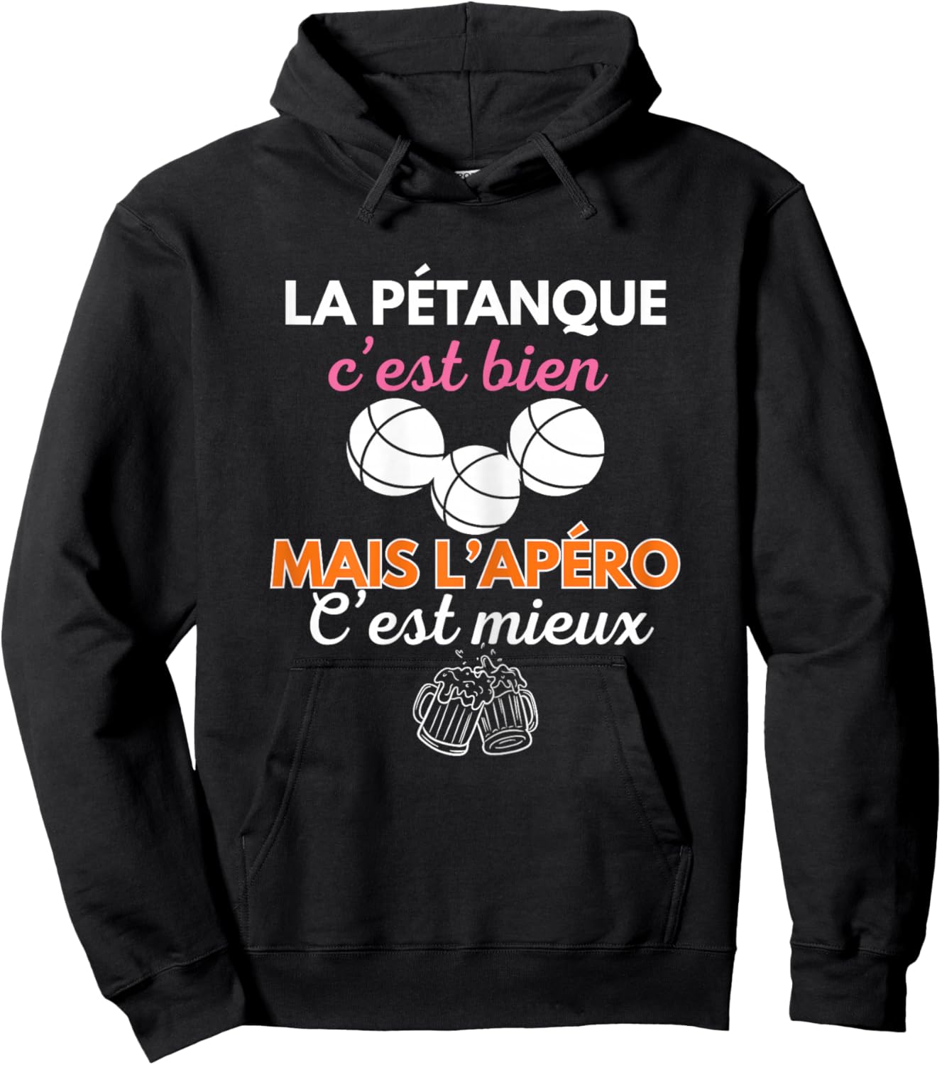 Pétanque Apéro Humour Femme Cadeau Bouliste Fête Mères Hoodie - Hoodie | Black