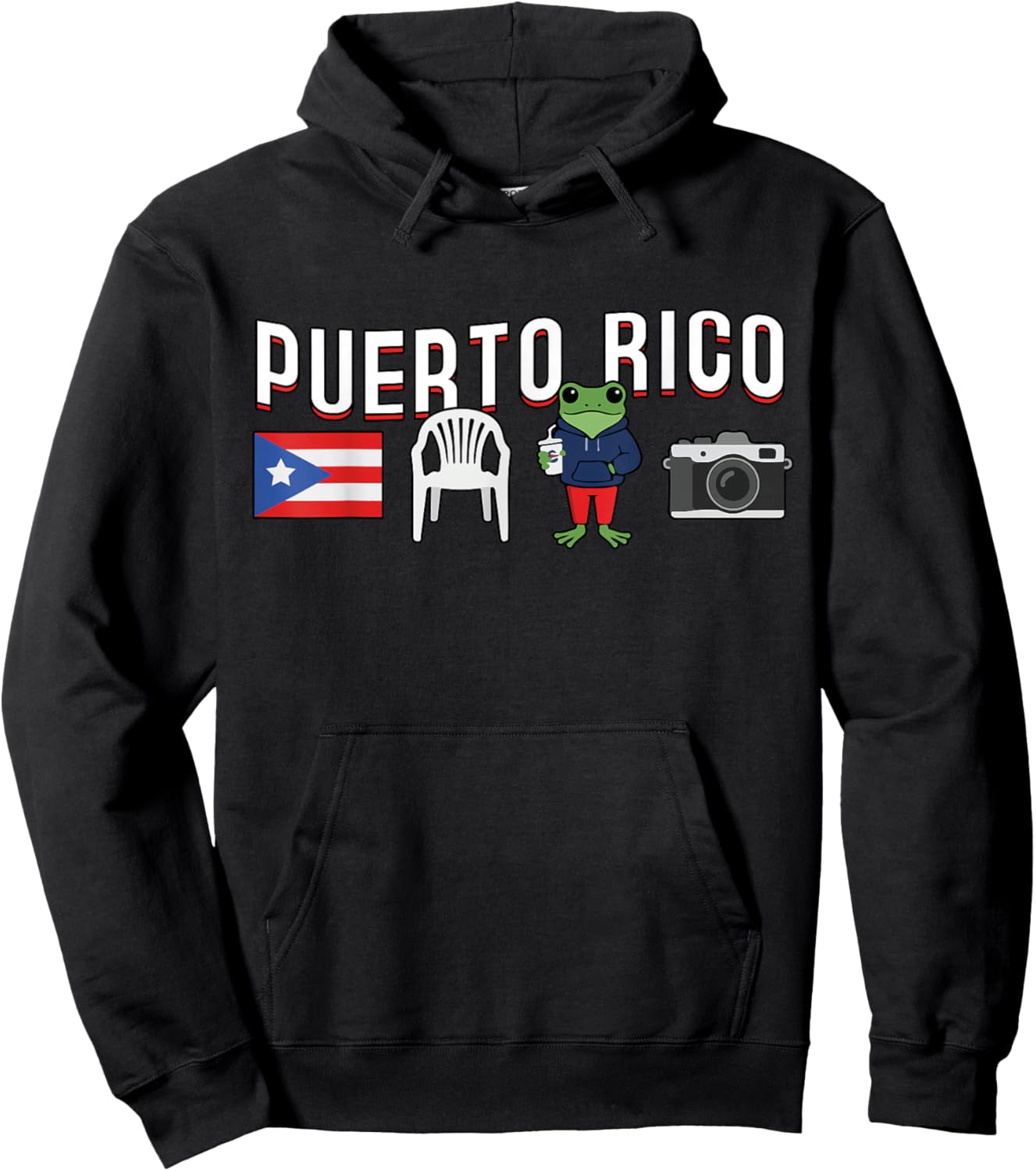 Porto Rico Frog Coqui Drapeau hispanique Porto Rico Hoodie - Hoodie | Black