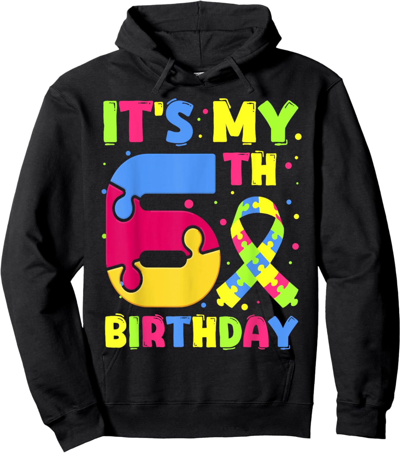 It's My 6th Birthday Autism Awareness 6 Years Old Hoodie - Hoodie | Black