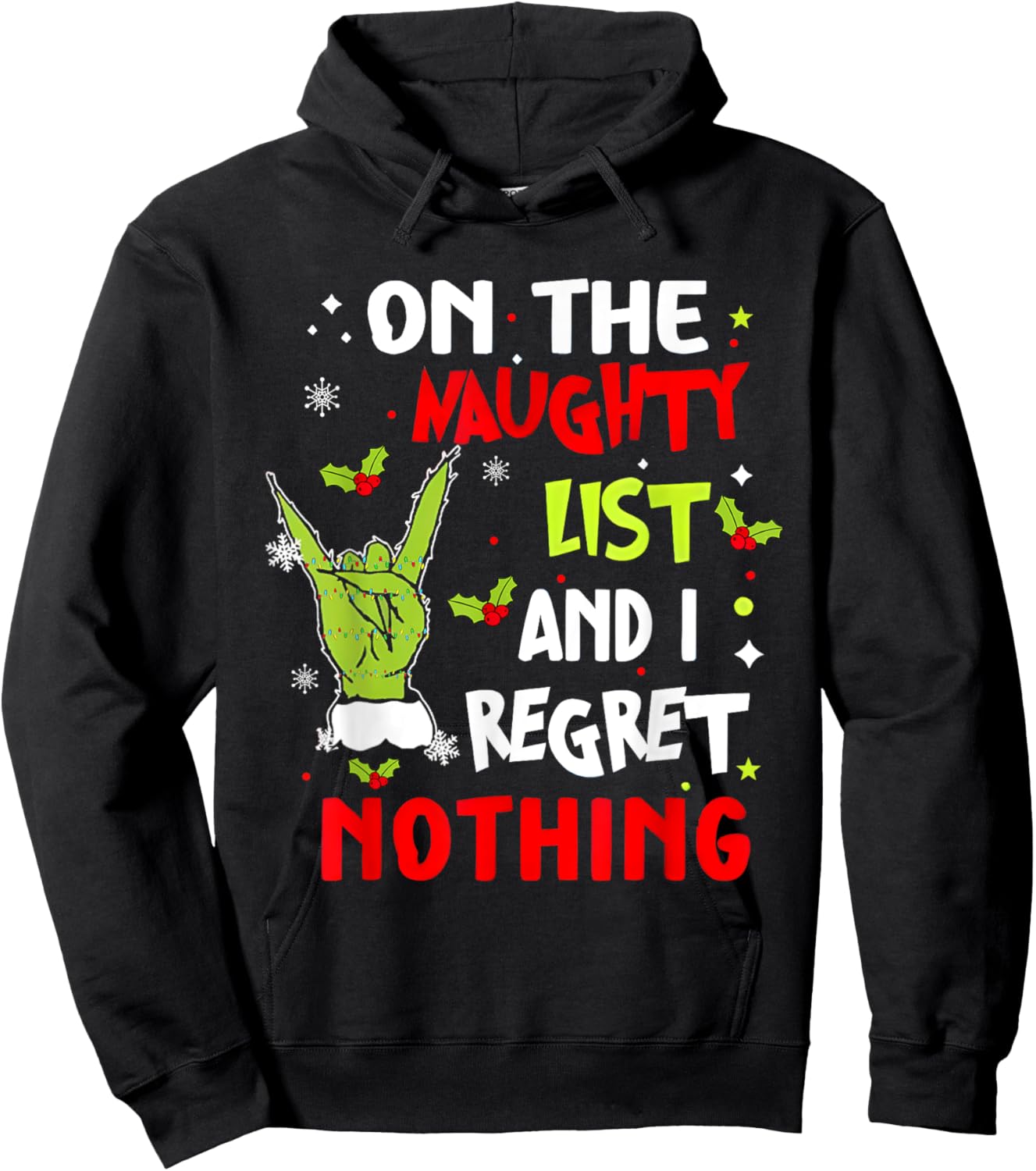 Groovy Christmas Shirts Pajamas Pjs Funny On The List Of Naughty And I Regret Nothing Christmas Hoodie - Hoodie | Black