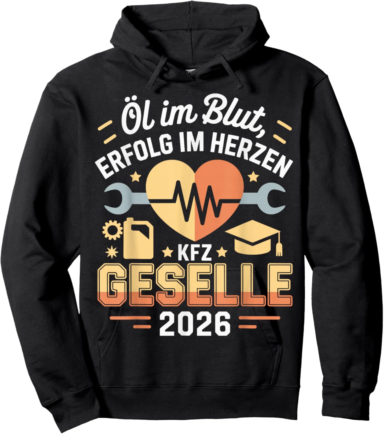 with German Text "Kfz Azubi Ausbildung bestandene Gesellenprüfung Geselle" 2026 Hoodie - Hoodie | Black