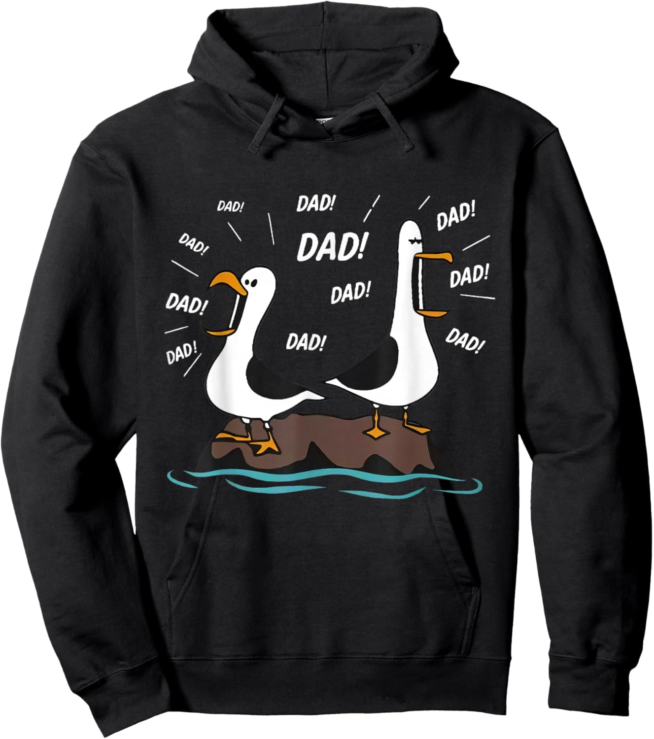 Dad Seagull Funny Dad Seagulls Father's Day Humor Hoodie - Hoodie | Black