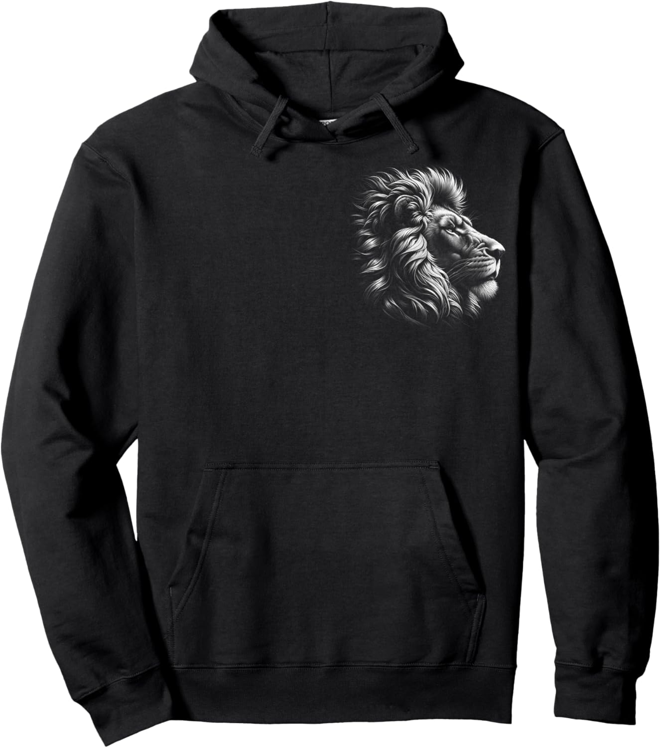 Lion Head - Cool Portrait of a Proud Lion on Chest Hoodie - Hoodie | Black