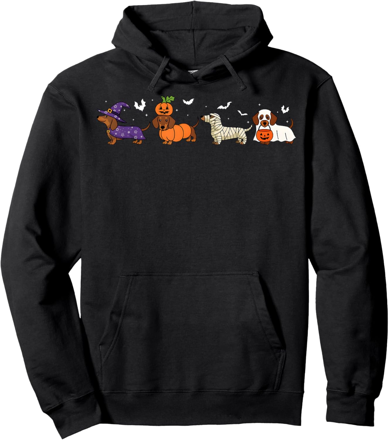 Dachshund Halloween Wiener Dog Pumpkin Weenie Witch Hoodie - Hoodie | Black