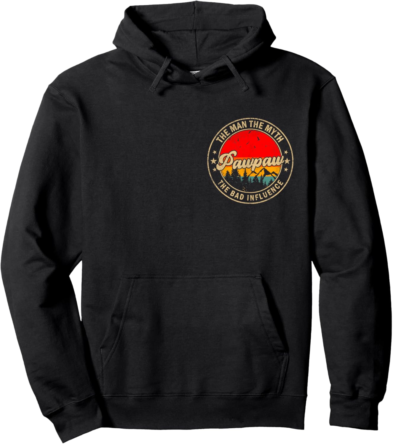 Pawpaw the Man the Myth the Bad Influence Vintage Retro Hoodie - Hoodie | Black