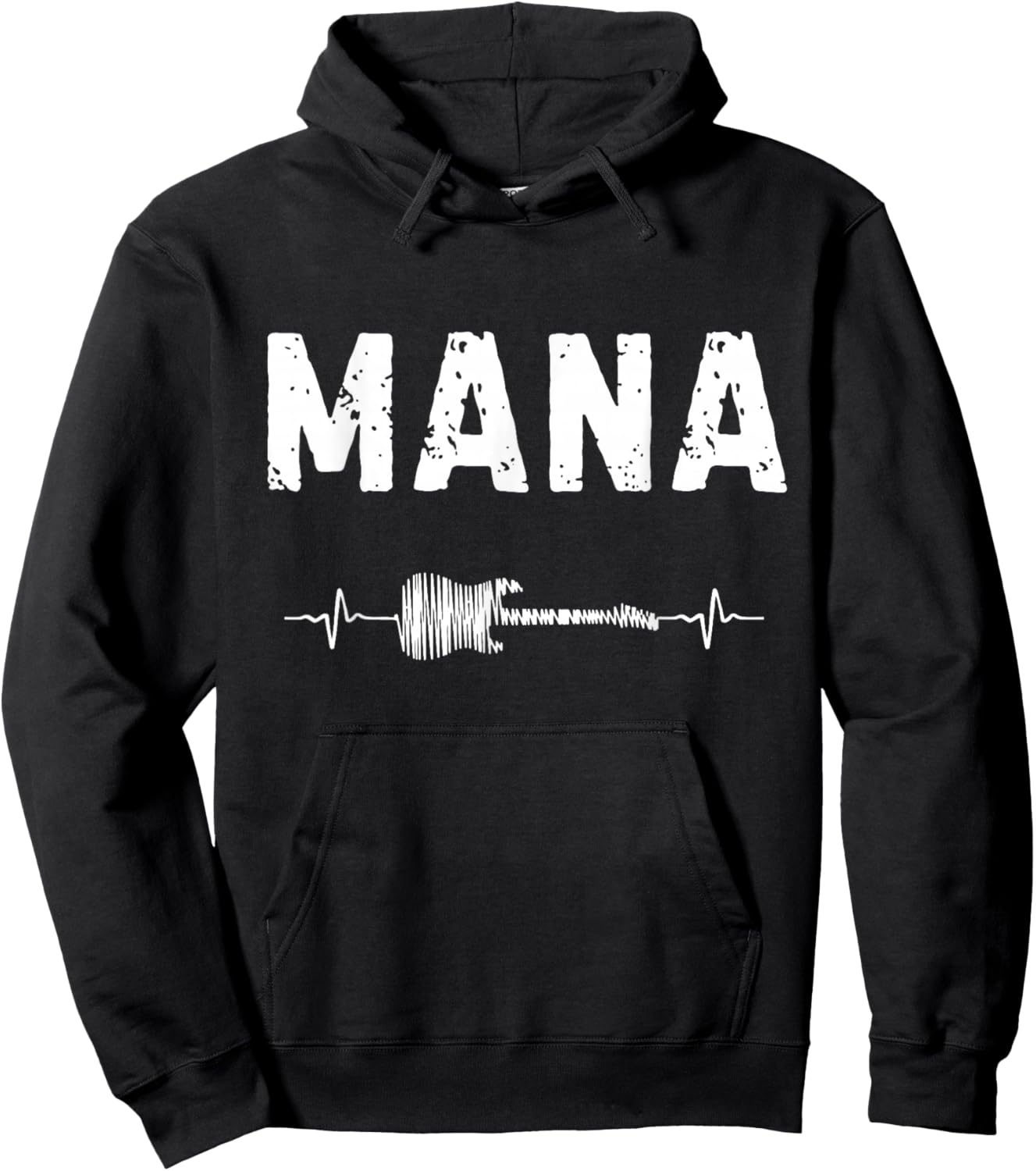 Mana Guitar Heartbeat Music Guitarist Retro Vintage Hoodie - Hoodie | Black