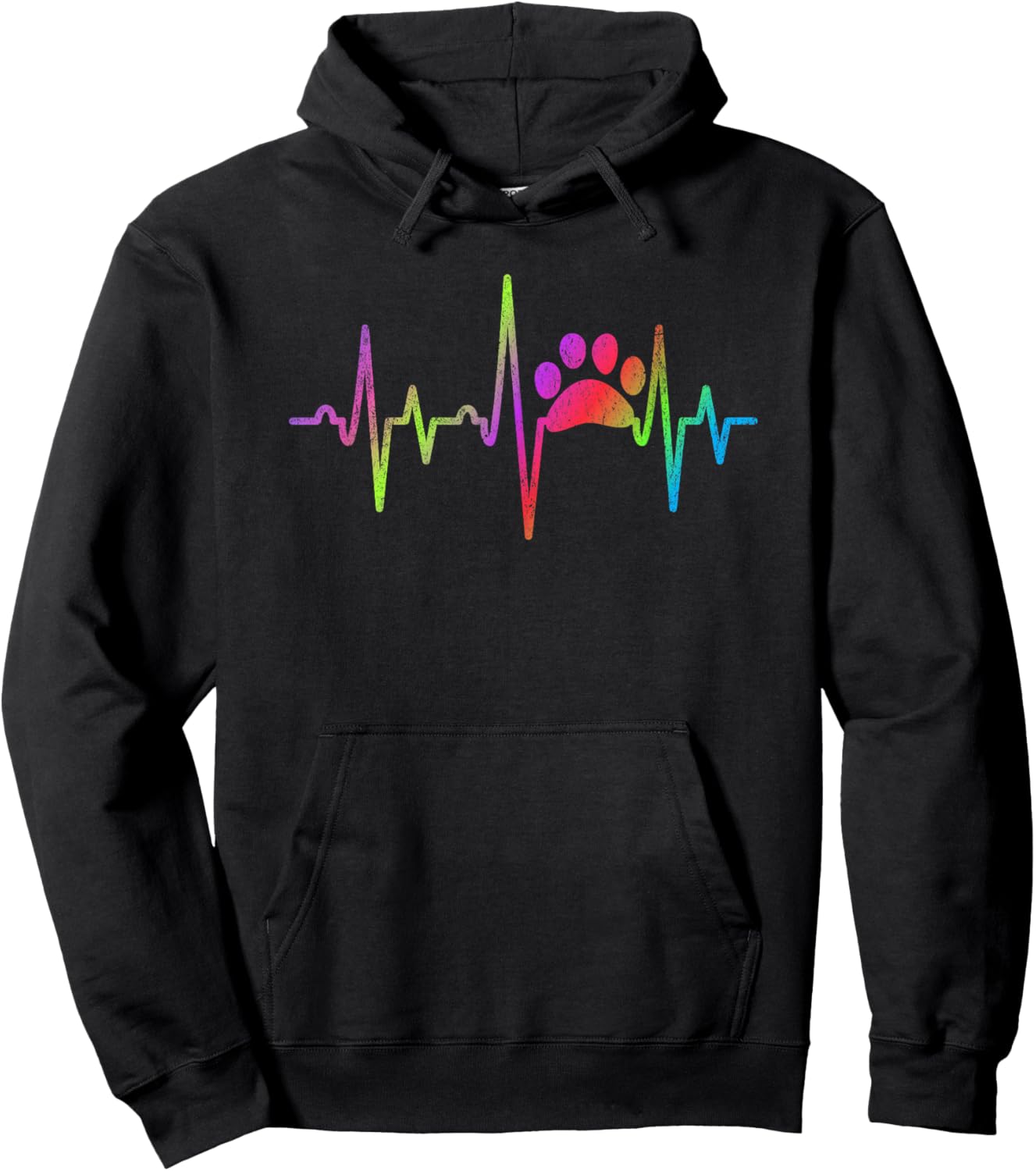 Women Men Kids Dog Cat Paw Print Heart Beat Hoodie - Hoodie | Black