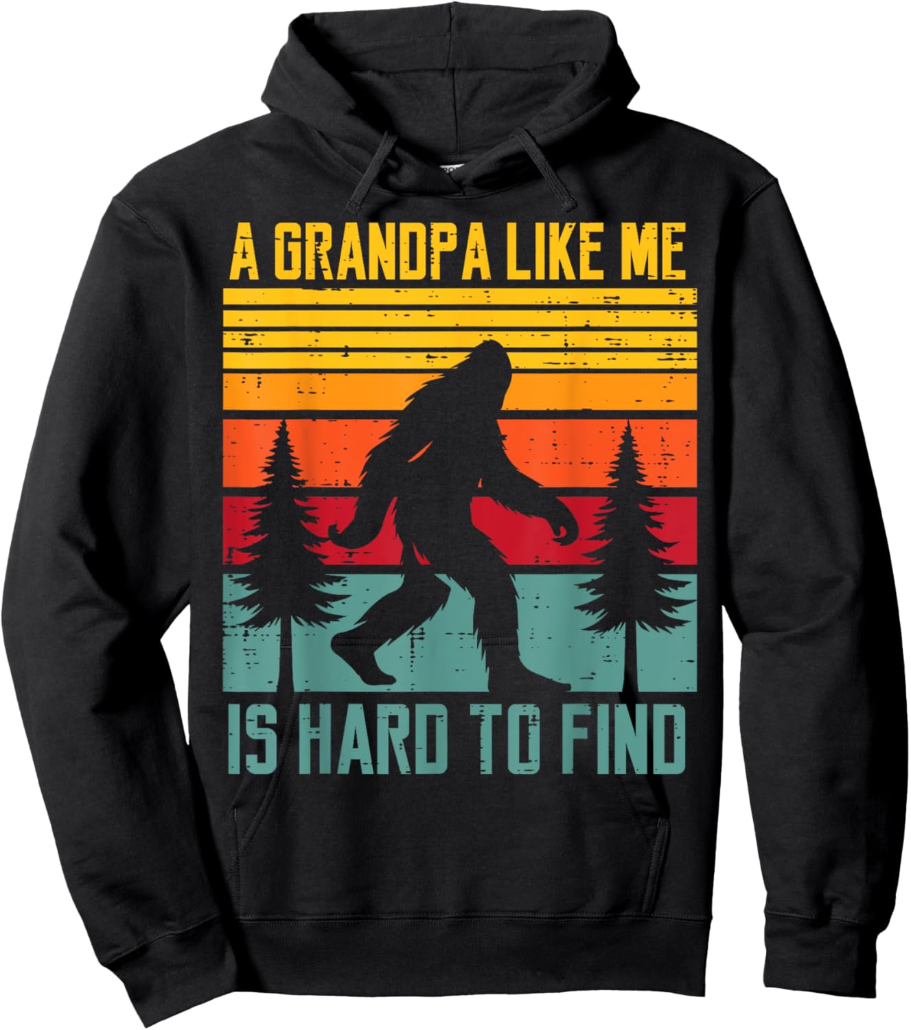 Grandpa Like Me Hard Find Retro Bigfoot Sasquatch Papa Men Hoodie - Hoodie | Black