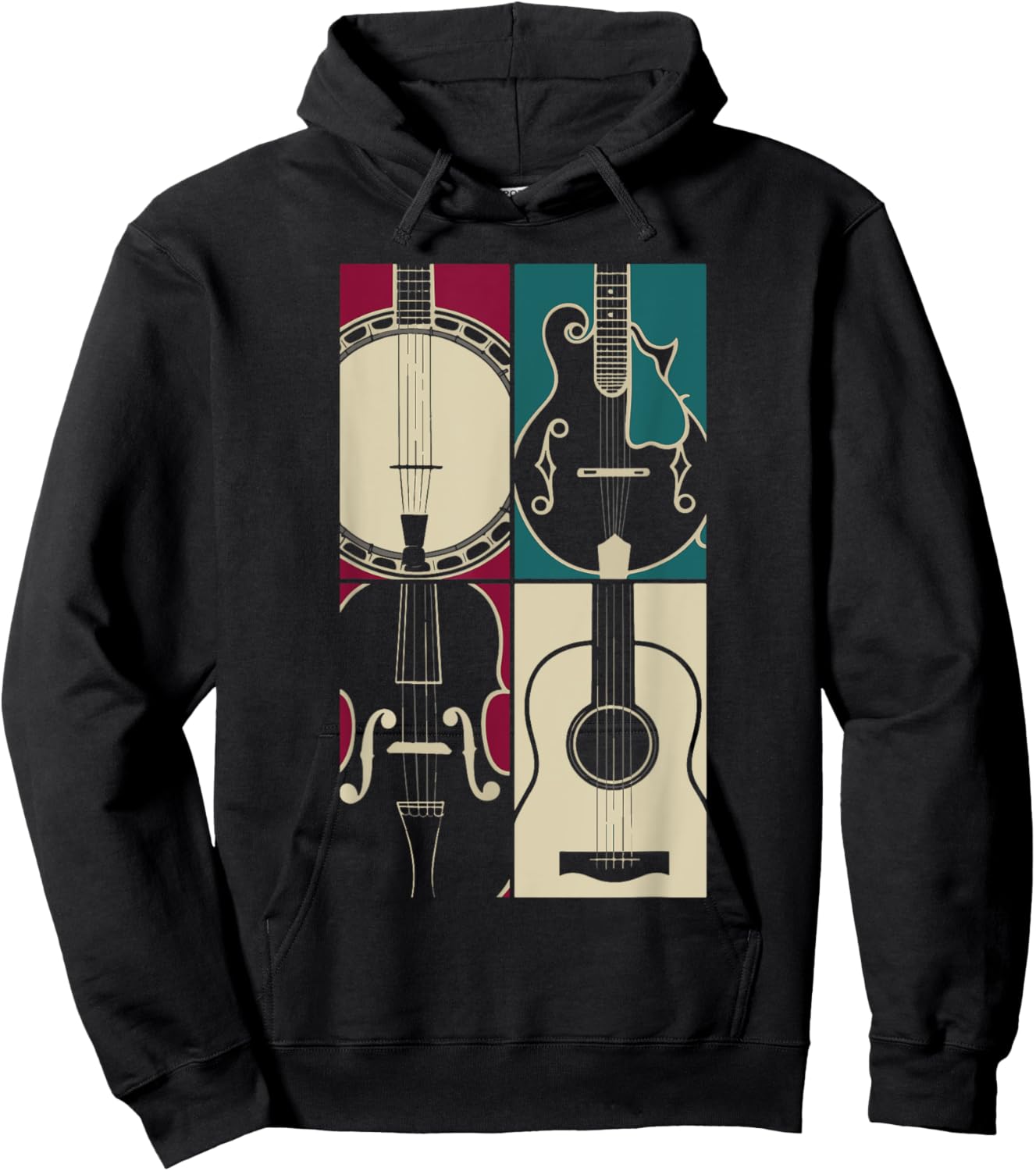 Bluegrass Instrument Pop Art Style Art Hoodie - Hoodie | Black