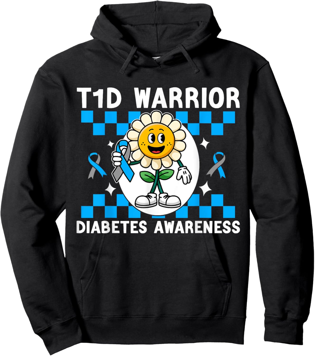 T1D Warrior Type 1 Diabetes Awareness Diabetic kids Hoodie - Hoodie | Black