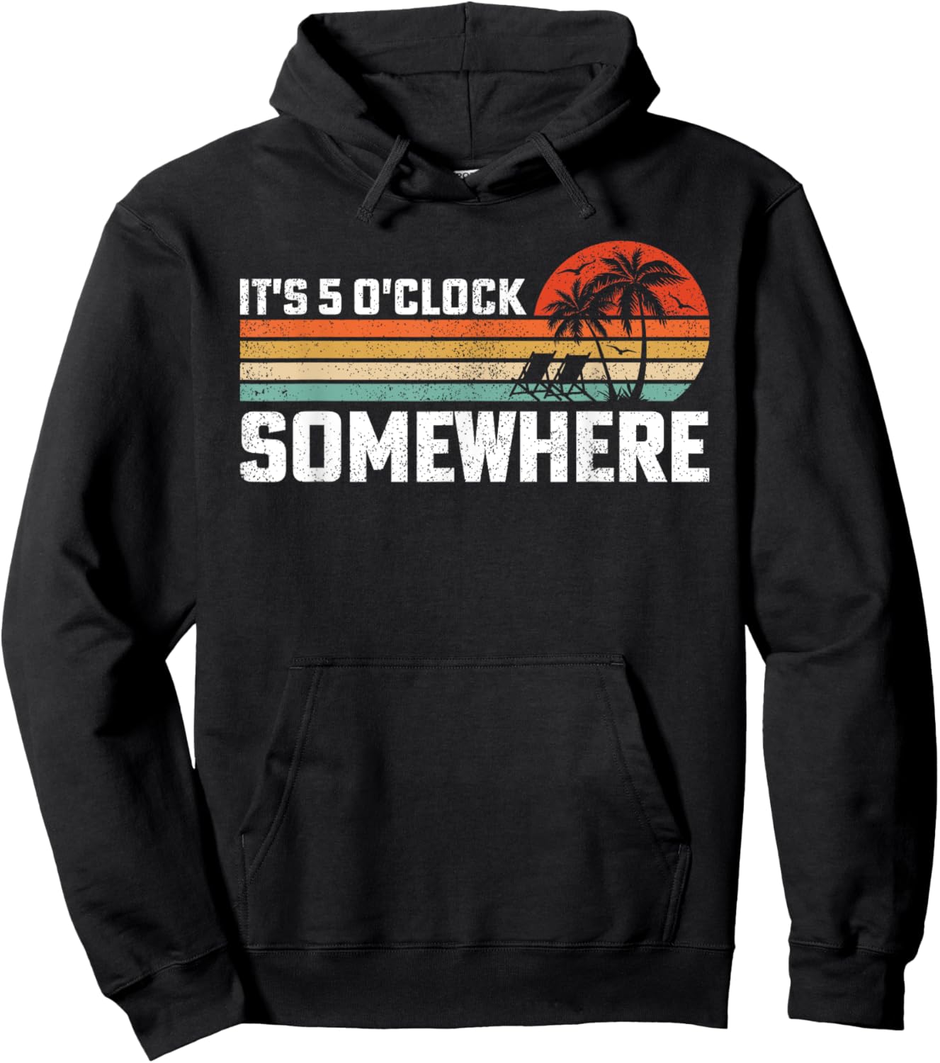 Vintage It's 5 O'clock Somewhere Hoodie - Hoodie | Black