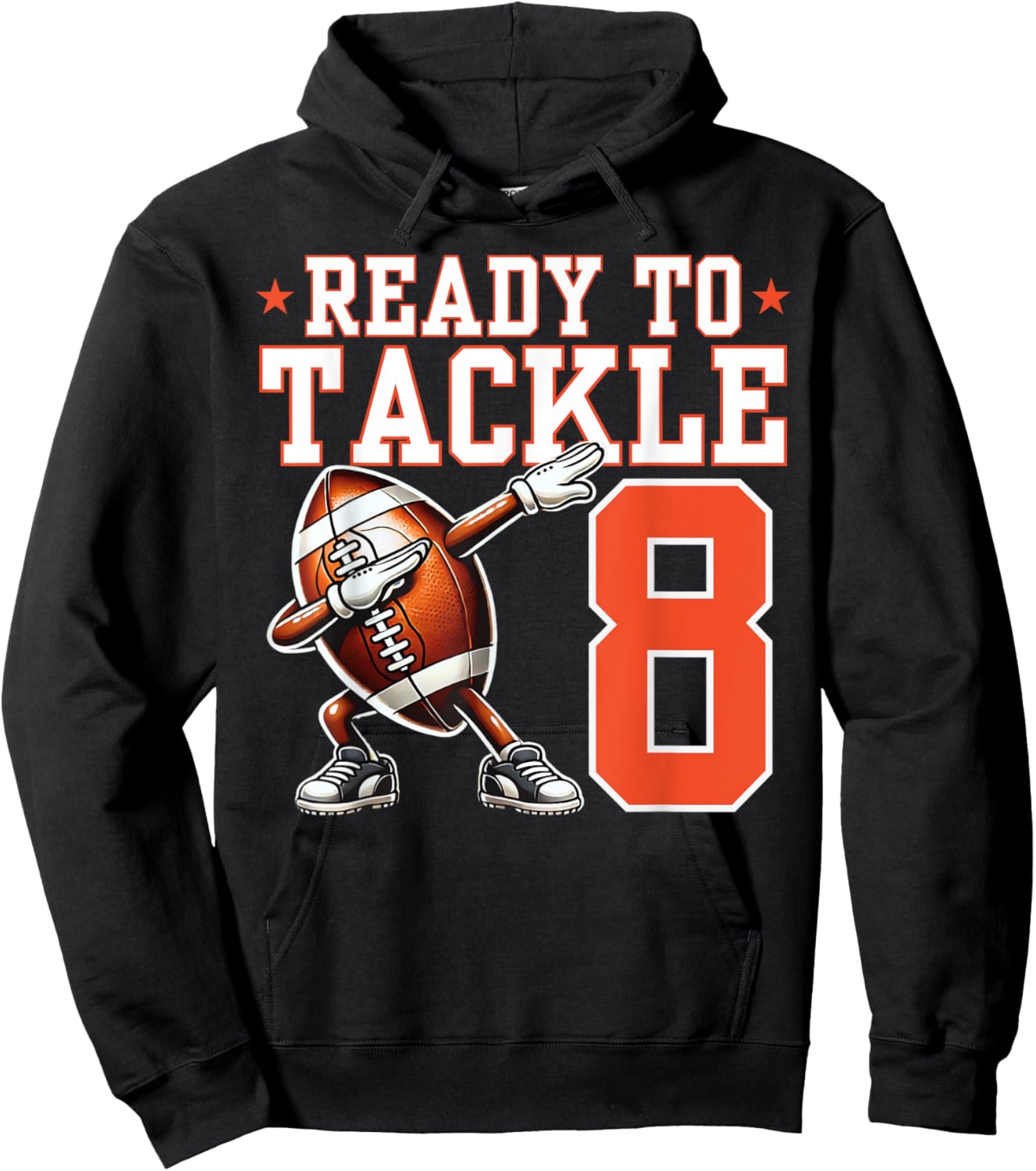 Ready to Tackle 8 Years Old 8th Birthday Football Party Hoodie - Hoodie | Black