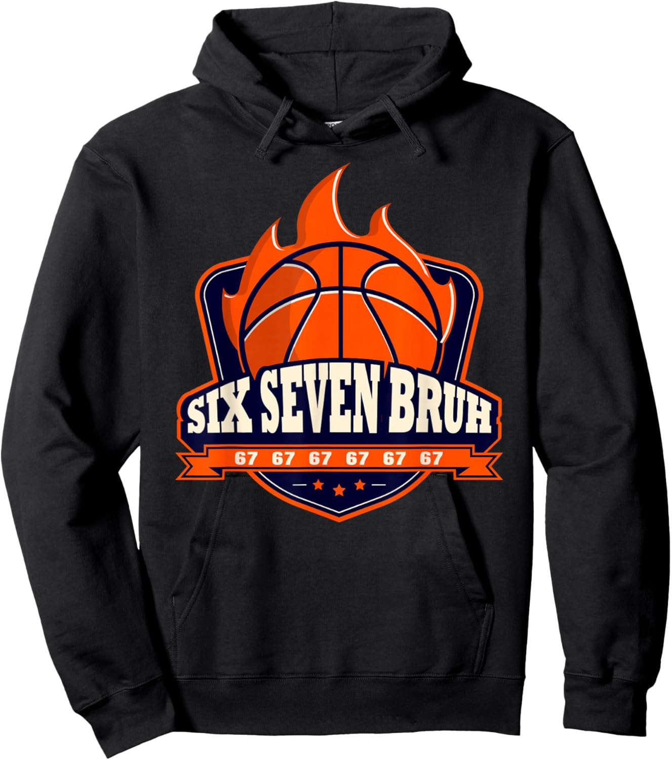 Alpha Slang Kids Bruh 67 Basketball Ice Cream Drip Six Seven Hoodie - Hoodie | Black
