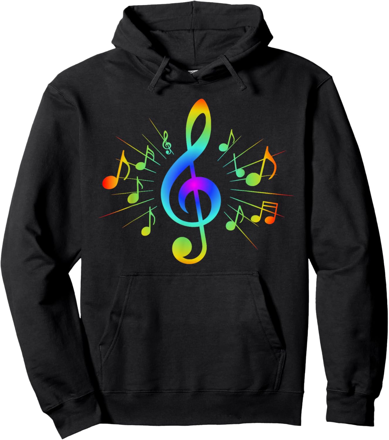 Colorful Treble Clef and Musical Notes Design for Music Love Hoodie - Hoodie | Black