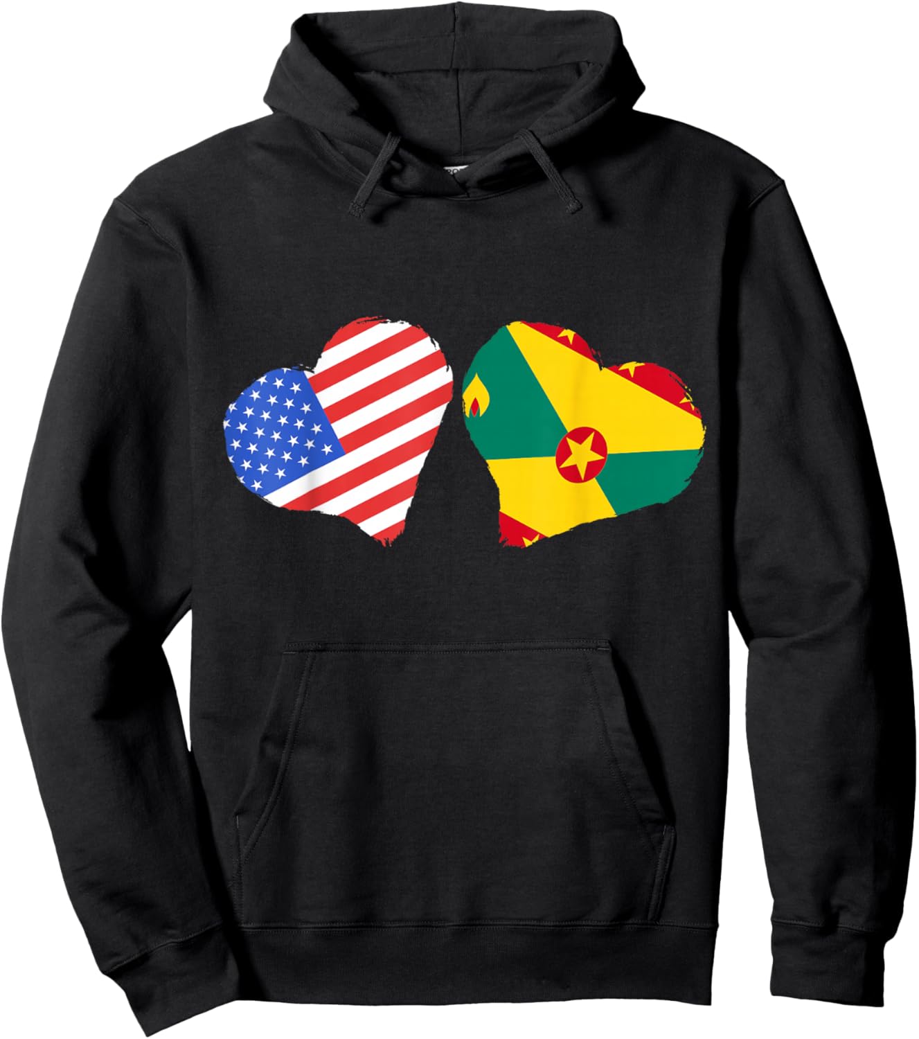 Grenada Flag USA Heart Grenadian Pride Grenadian Roots Hoodie - Hoodie | Black