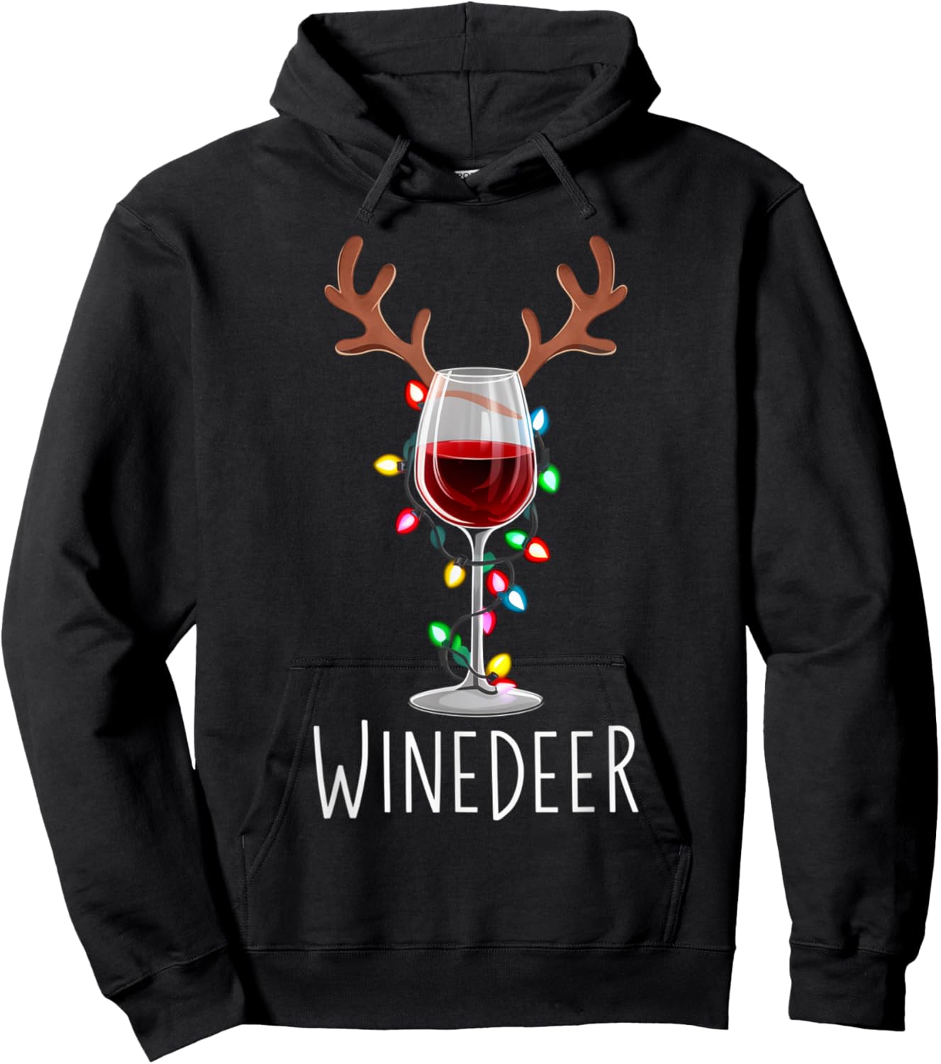Winedeer Reinbeer Santa Hat Reindeer Couple Xmas Matching Hoodie - Hoodie | Black
