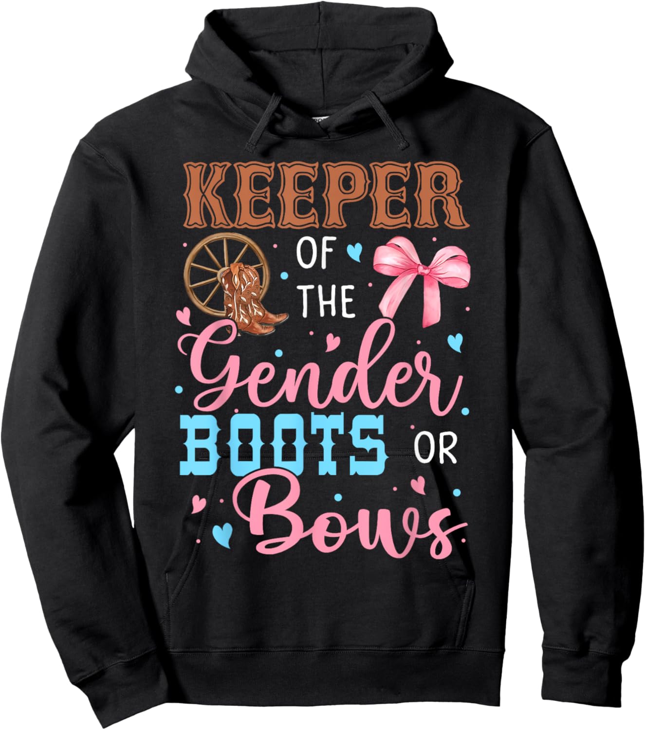 Boots or Bows Funny Keeper of Gender Baby Reveal Party Hoodie - Hoodie | Black