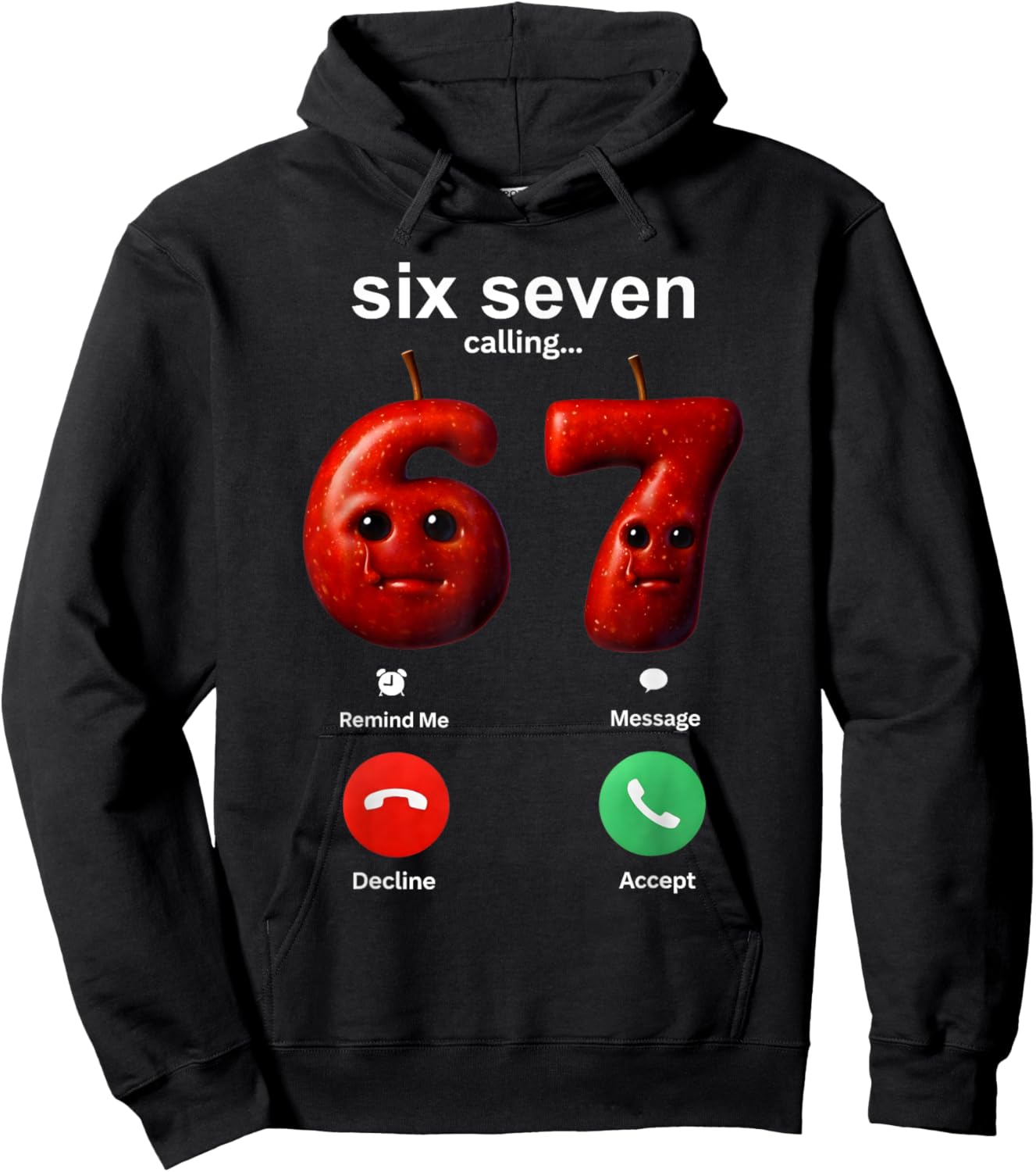 67 Silly AI Apple is Calling Funny Meme 67 brainrot GenZ Hoodie - Hoodie | Black