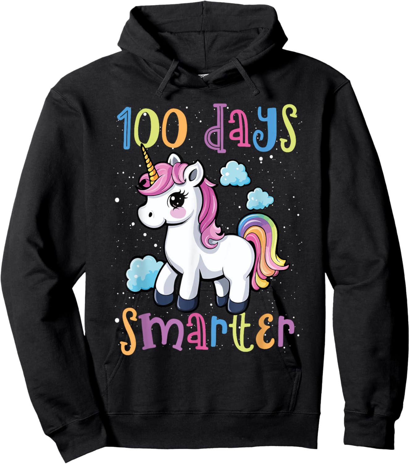 100 Days Smarter Unicorn Magic 100th Day Of School Kids Hoodie - Hoodie | Black