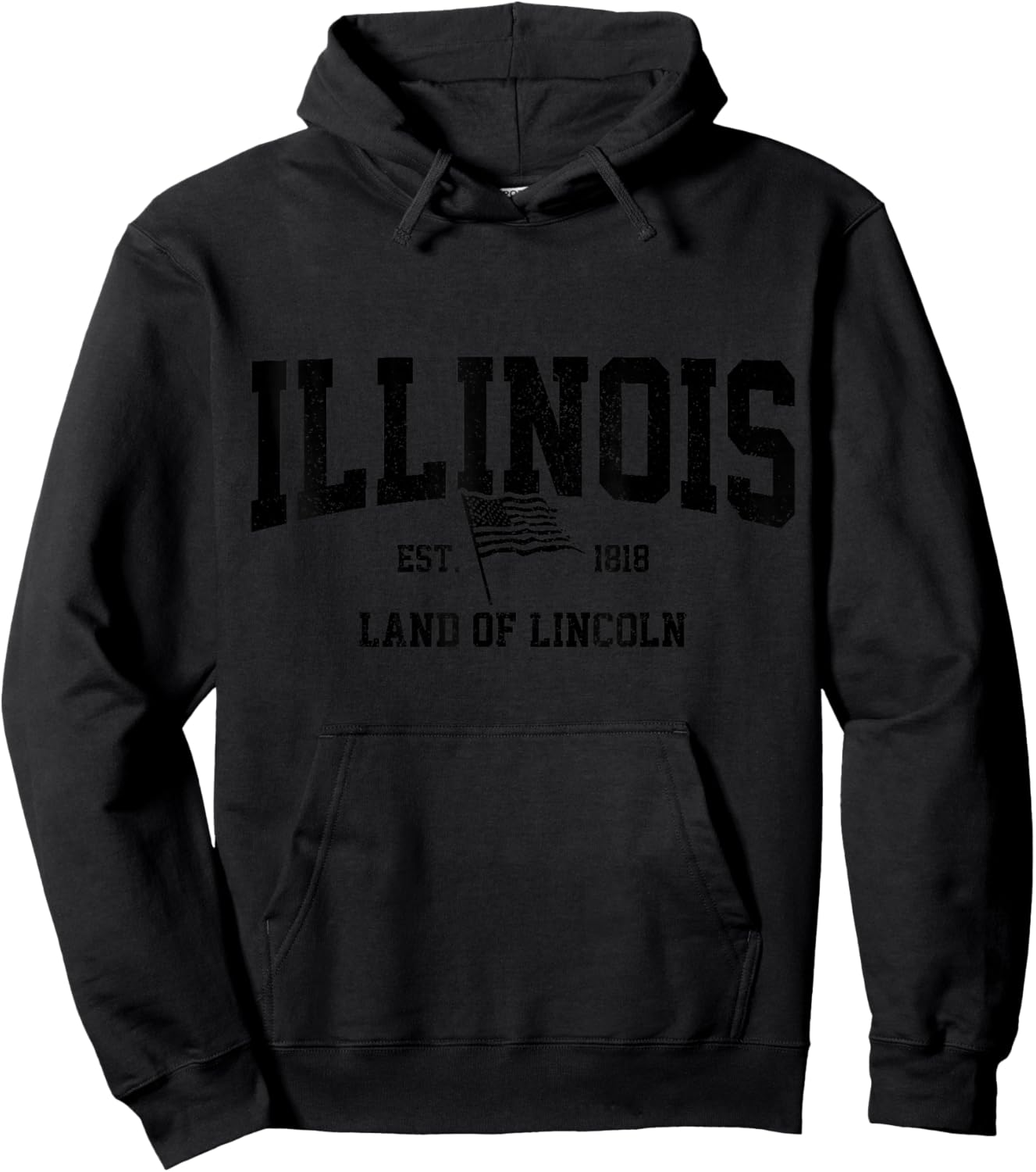 Illinois Land of Lincoln Vintage Pride Hoodie - Hoodie | Black