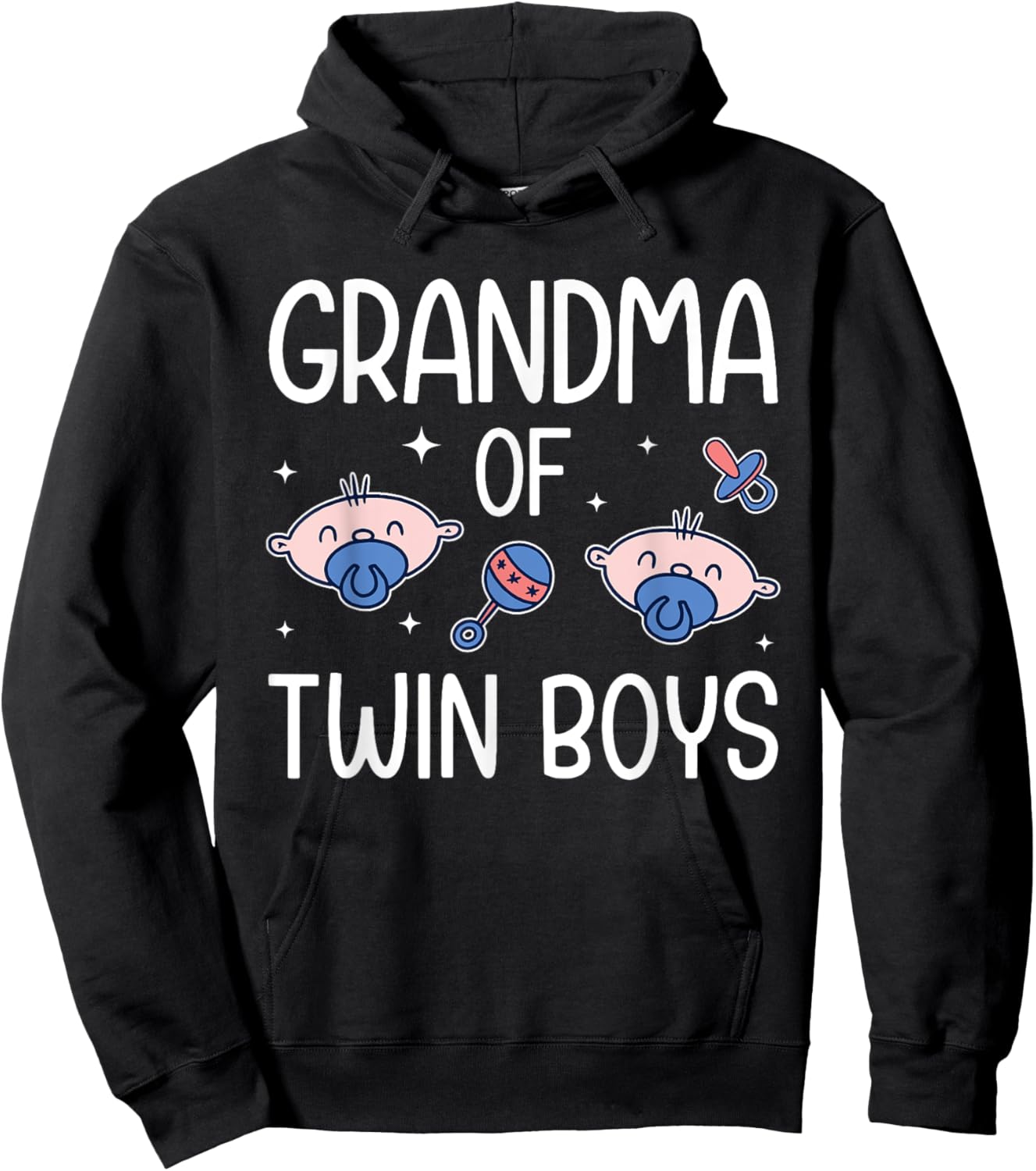 Grandma Of Twin Boys Grandmother Of Two Twin Grandma Hoodie - Hoodie | Black
