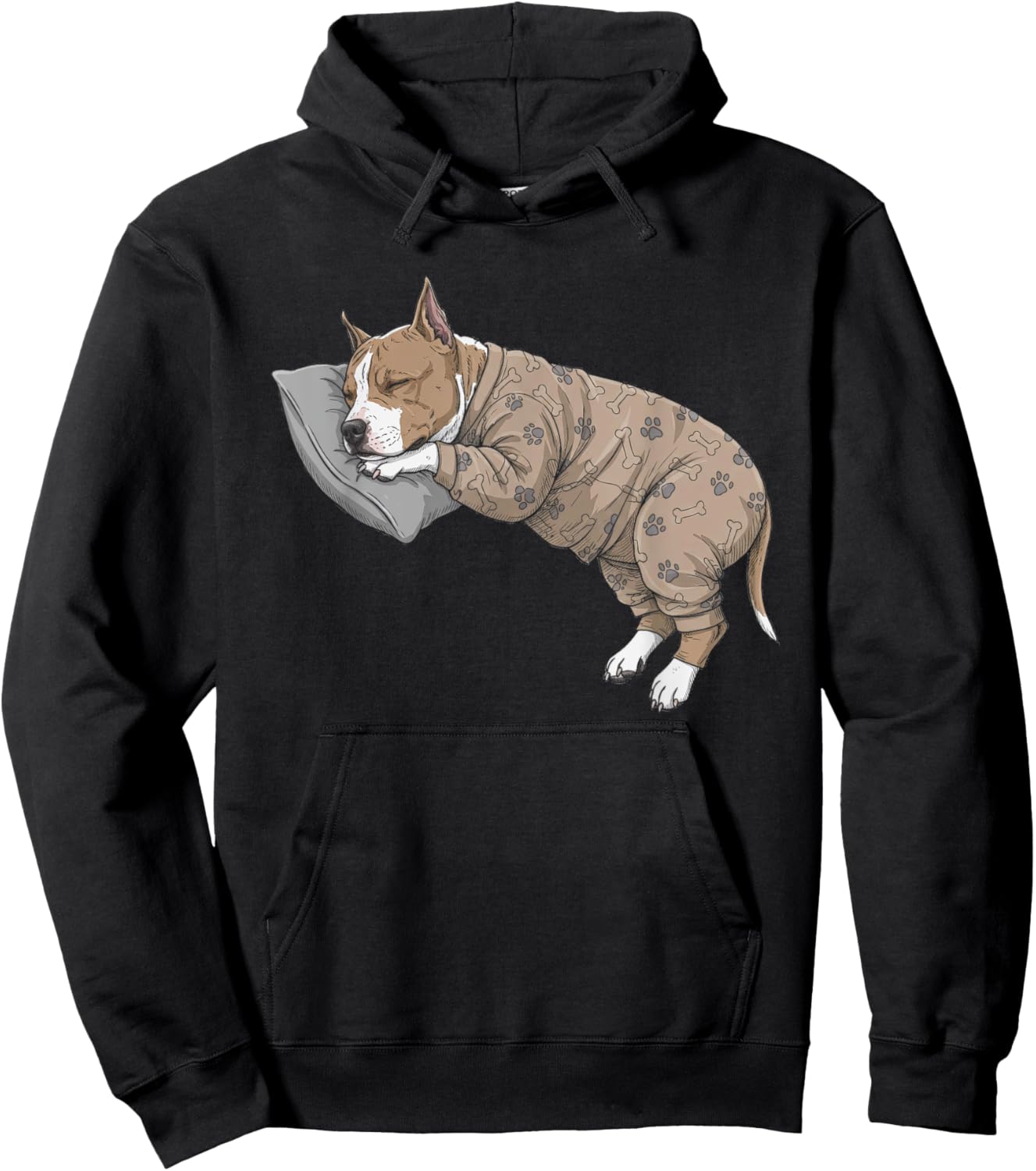 Funny Sleepy American Staffordshire Terrier Pajama AmStaff Hoodie - Hoodie | Black