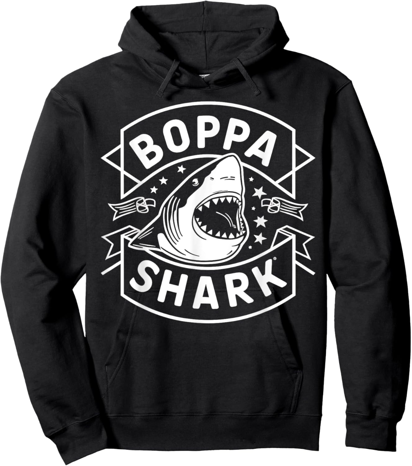Boppa Shark Grandpa Gifts Funny Graphic Hoodie - Hoodie | Black