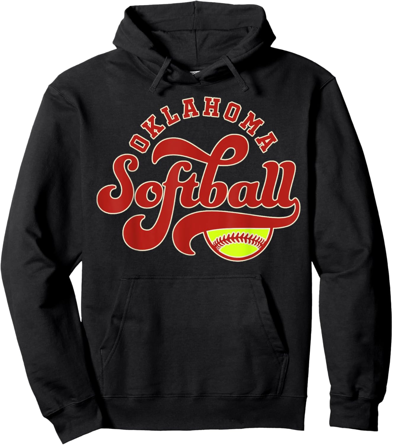 Oklahoma Softball Vintage Kids Team Retro Softball Fan Hoodie - Hoodie | Black