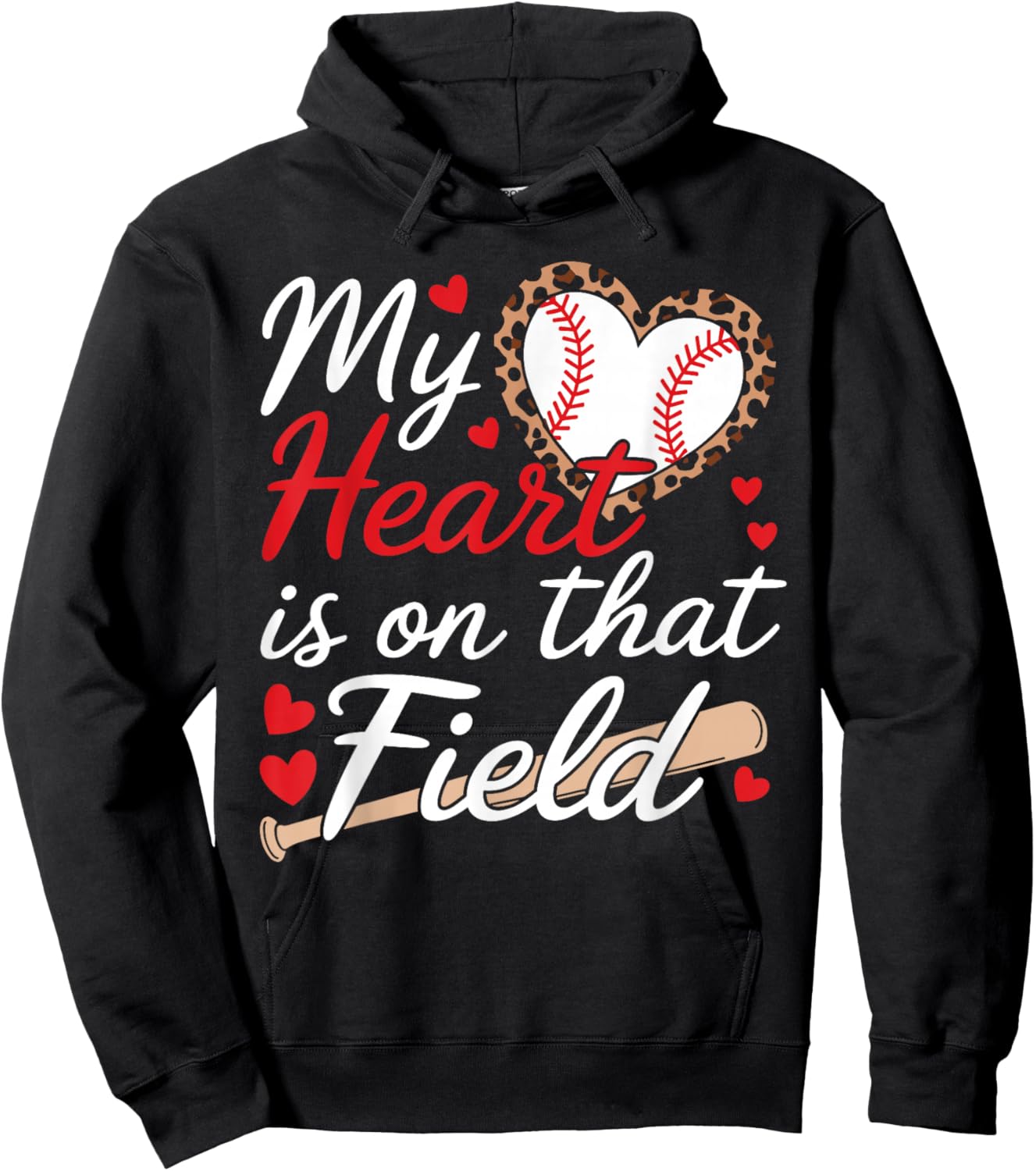 My Heart Is On That Field Cute Baseball Mom Baseball Grandma Hoodie - Hoodie | Black