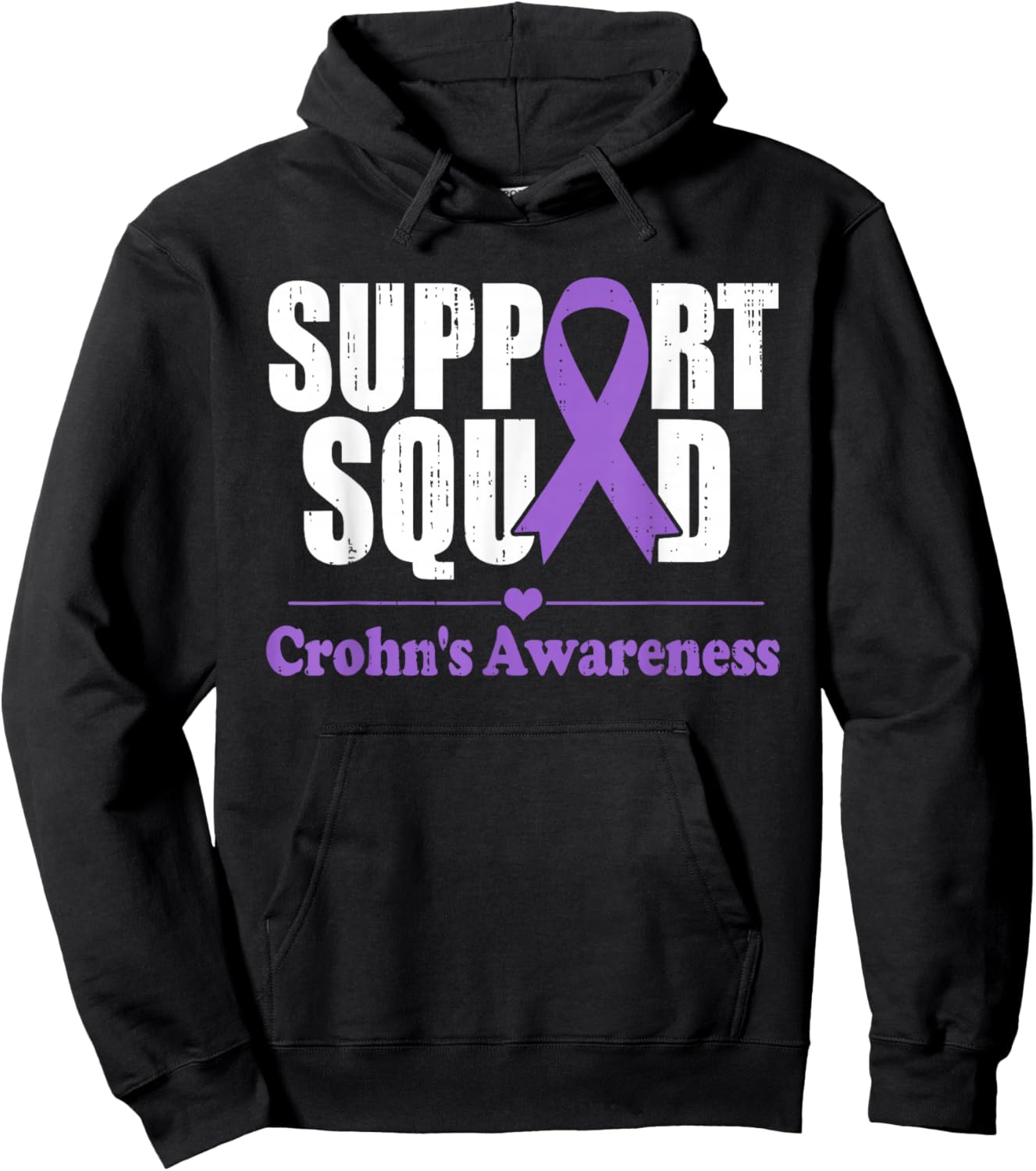 Support Crohns Disease Squad Purple Ribbon Crohn's Awareness Hoodie - Hoodie | Black