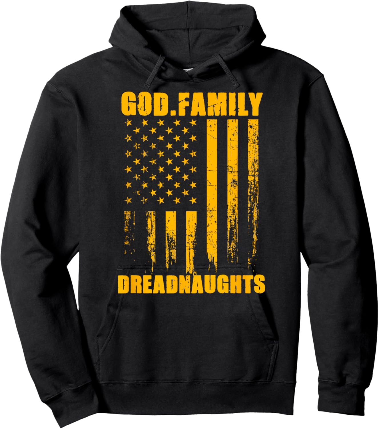 Dexter Dreadnaughts God. Family. Vintage USA Flag Hoodie - Hoodie | Black