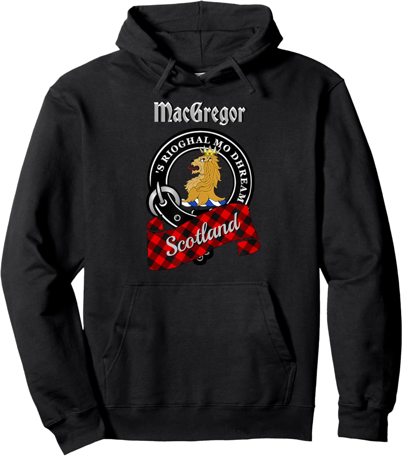 MacGregor Scottish Clan Badge & Rob Roy Tartan Hoodie - Hoodie | Black