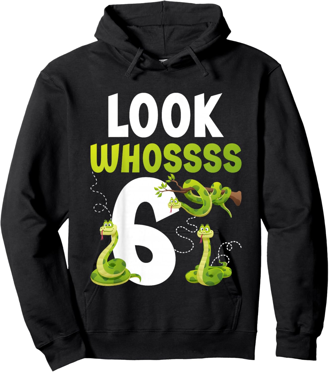 Kids 6th Reptile Birthday Six Year Old Snake Birthday Party Hoodie - Hoodie | Black