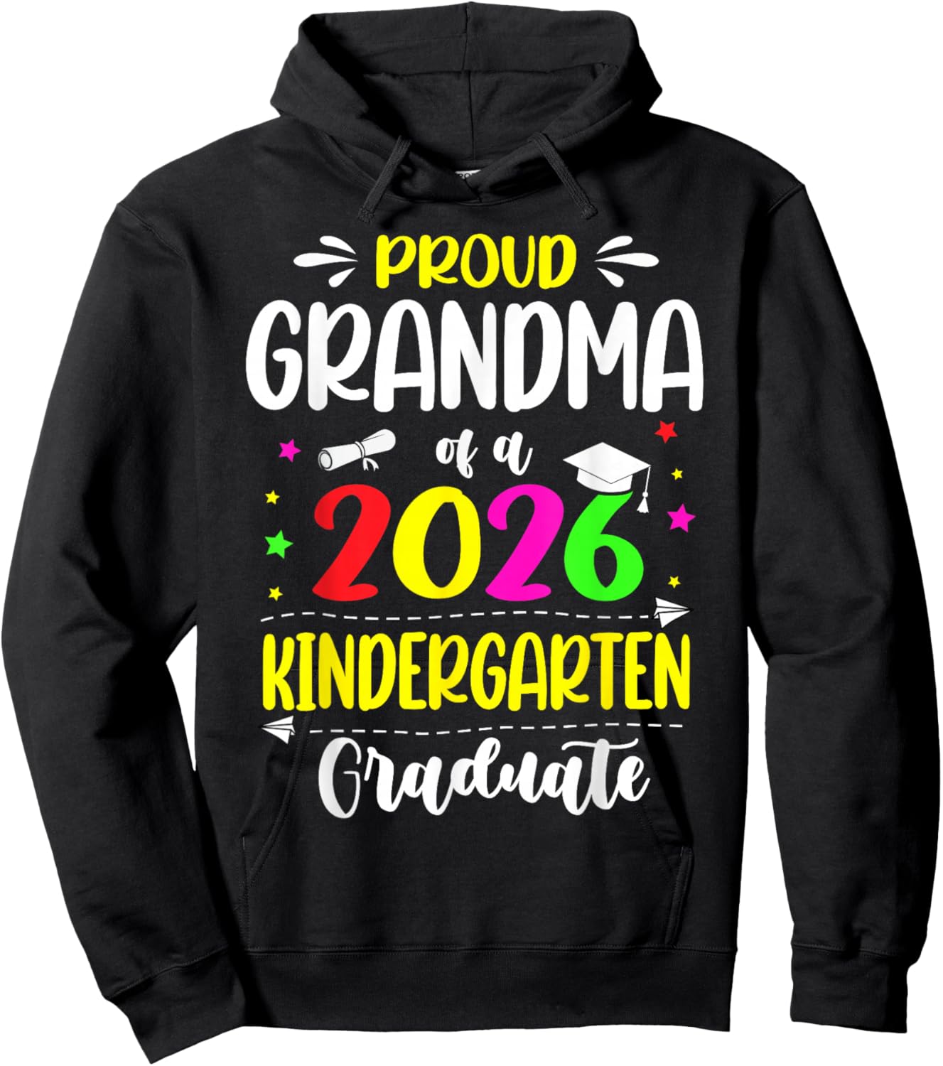 Proud Grandma Class of 2026 Kindergarten Graduate Kids Hoodie - Hoodie | Black