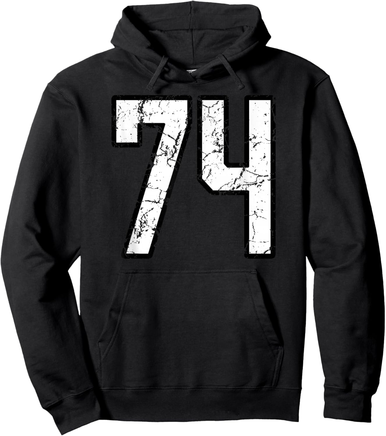 White and Black Sports Number 74 Jersey Uniform Player Hoodie - Hoodie | Black