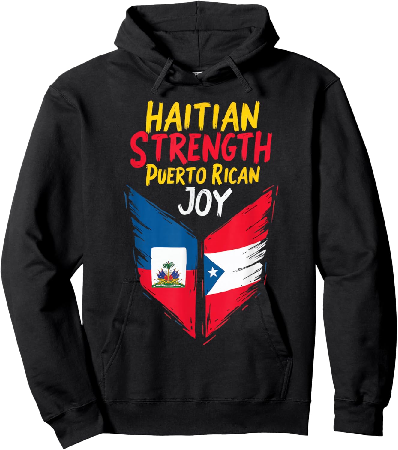 Half Haitian Half Puerto Rican Puerto Rico Flag Haiti Hoodie - Hoodie | Black