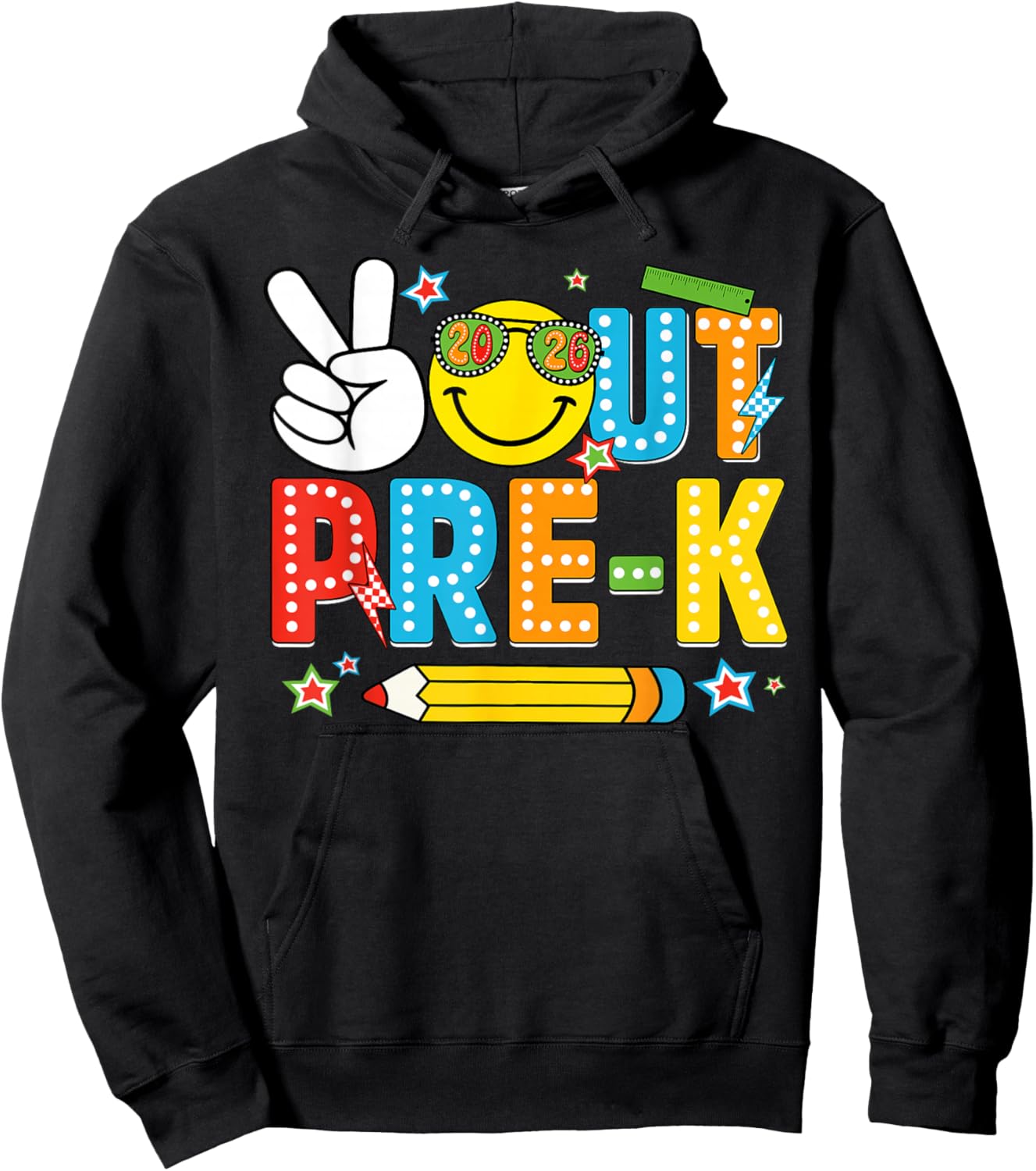Peace Out Pre-K Happy Last Day of School Funny Pencil Retro Hoodie - Hoodie | Black