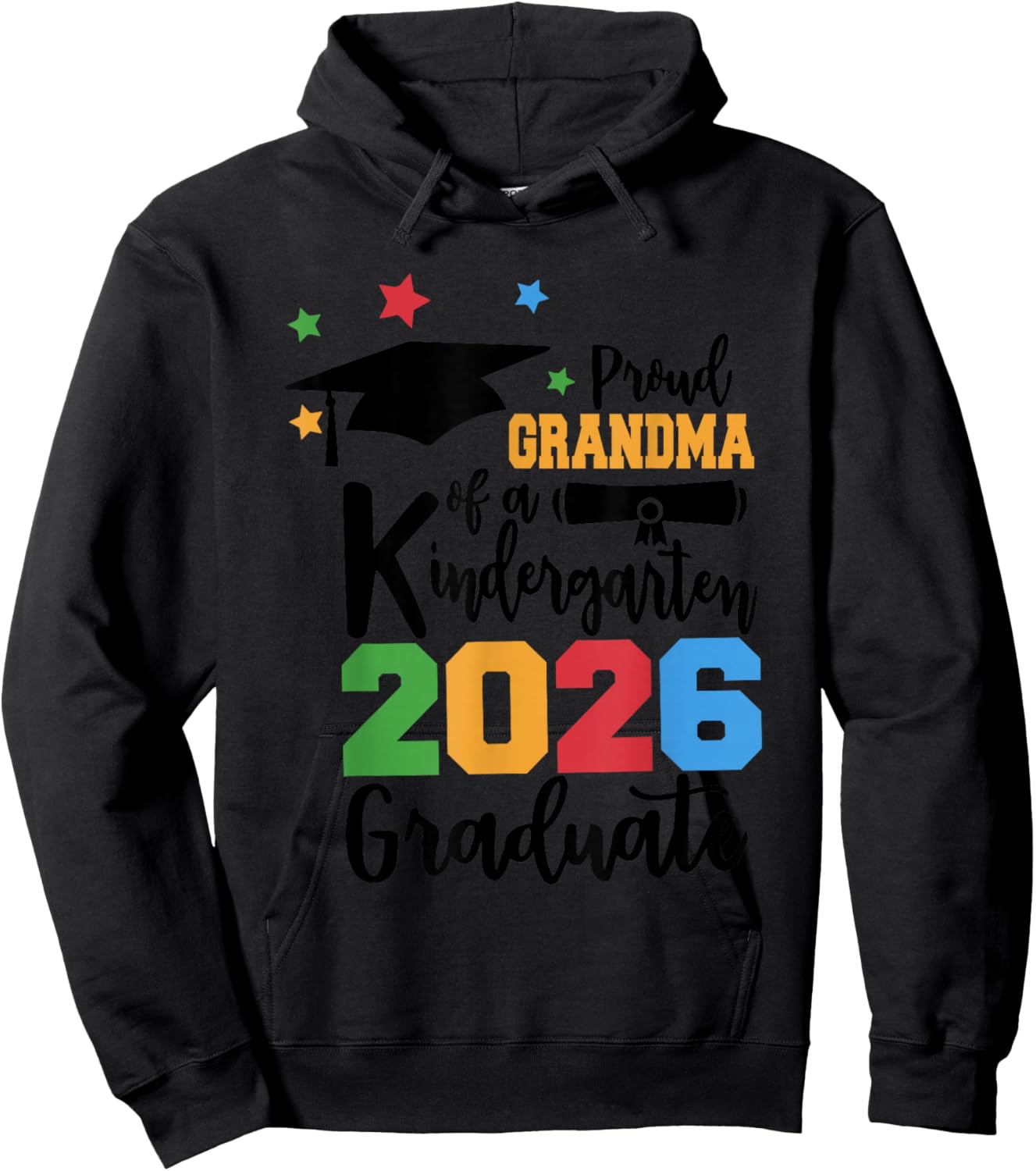 Proud Grandma of A Kindergarten Class of 2026 Graduate Hoodie - Hoodie | Black