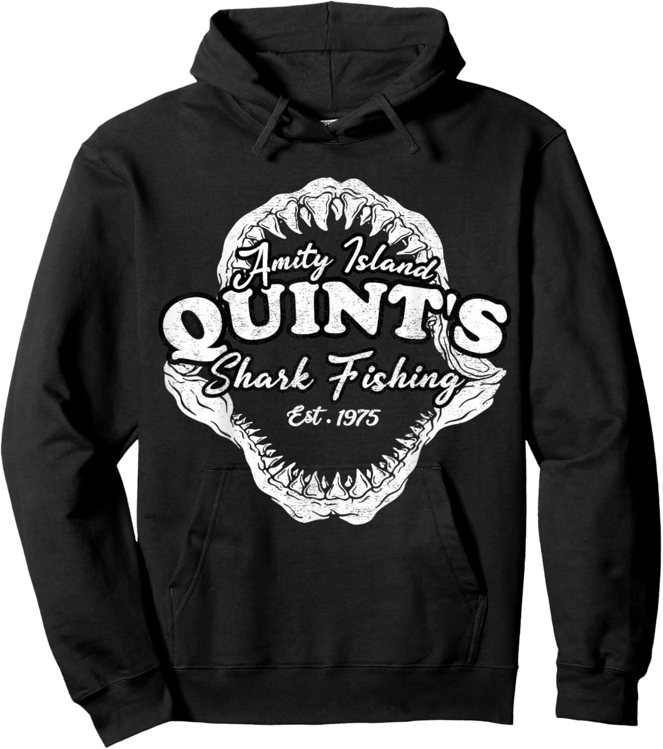 Quints Vintage Art Movies Ocean Funny Outfits Sharks Fishing Hoodie - Hoodie | Black